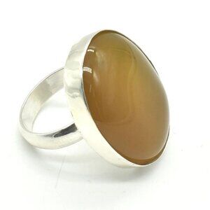 Silver Onyx(28.5ct) Rhodium Plated Ring (~Size 7)